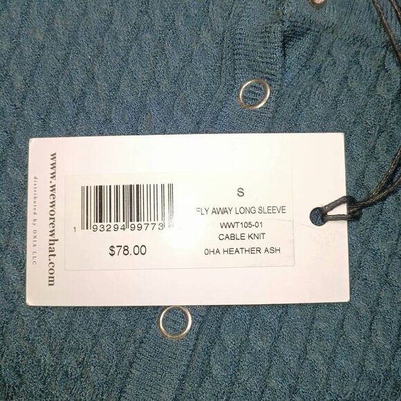 WeWoreWhat Fly Away Knit Sweater Cardigan SMALL Heather Ash Blue NEW - Picture 6 of 9